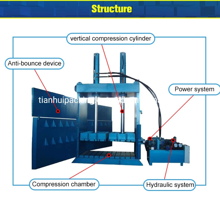 Tyre Vertical Hydraulic Baler Double Cylinder 120 Ton Baler